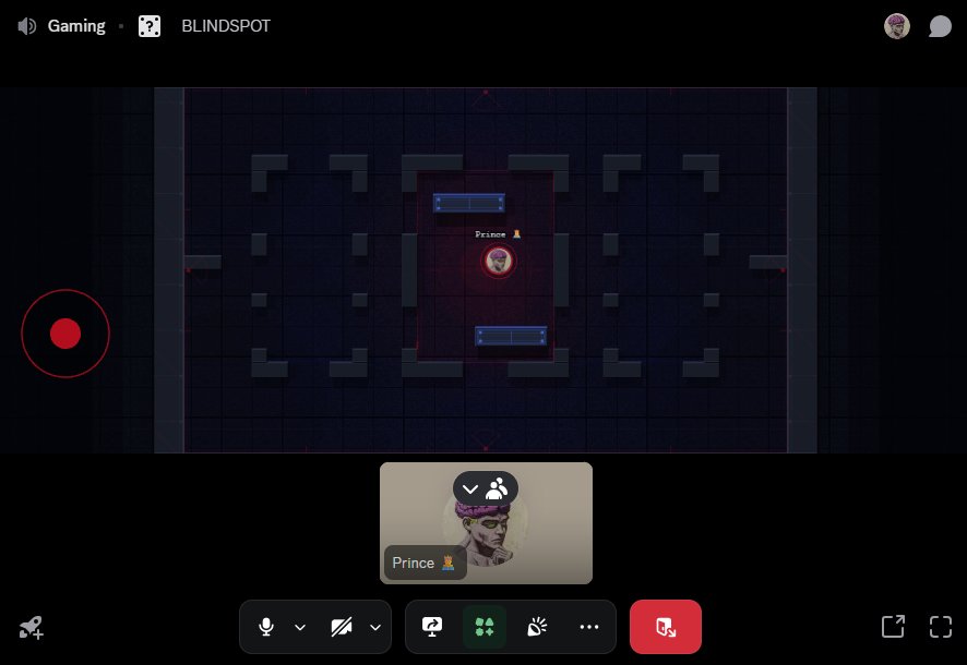 BLINDSPOT gameplay showing line-of-sight visibility system running inside Discord