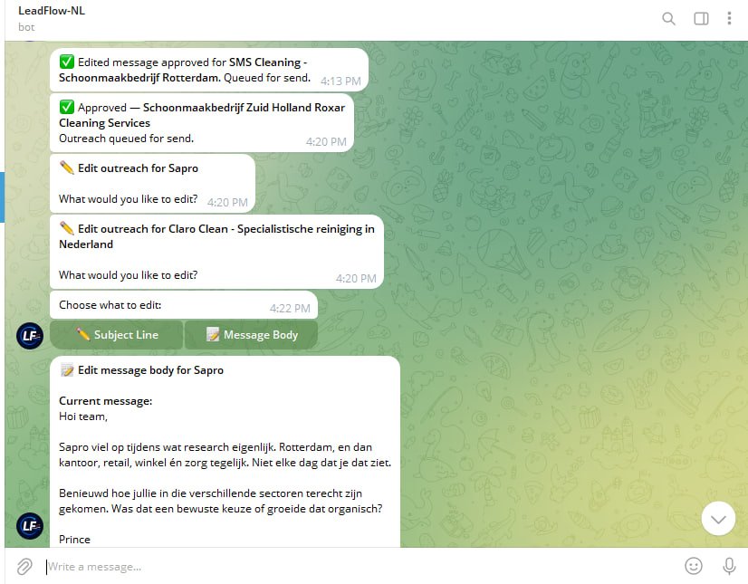 Telegram bot approval flow
